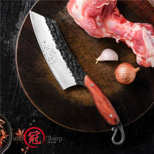 Cuchillo de cocina de acero al carbono hecho a mano, hoja forjada de alta calidad, cuchillo de Chef chino, cuchilla para carne y verduras, herramientas para exteriores, Grandsharp 2024 - compra barato
