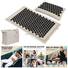 Acupressure Mat + Pillow Natural Linen Cotton Yoga Spike Massage Cushion with Bag 2024 - buy cheap