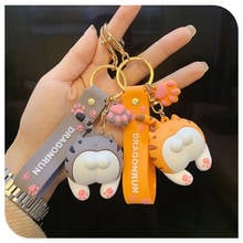 Personality Glue Cat Bottom Key Chain Cartoon Cute Lovers Car Key Chain Bag Pendant Wholesale 2024 - buy cheap