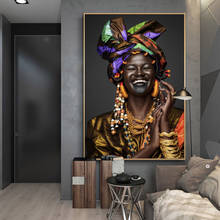 Póster en lienzo de mujeres negras africanas, retrato artístico, carteles e impresiones, imagen artística de pared para sala de estar, decoración del hogar sin marco 2024 - compra barato
