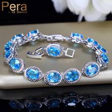 Pera-Disfraz nigeriano africano para mujer, pulseras de plata de Color azul claro con circonita cúbica, círculo grande, para regalo, B080 2024 - compra barato