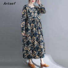 Manga longa algodão linho floral do vintage para as mulheres casual solto primavera outono vestido elegante roupas 2021 senhoras vestidos 2024 - compre barato