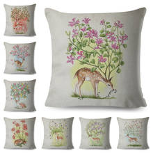 Nordic Style Cushion Cover Decor Cartoon Flower Deer Animal Pillow case Polyester Pillowcase for Sofa Home Car Children Room 2024 - buy cheap