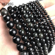 MKTREG Obsidian Natural Stone Beads Round Loose Spacer Beads For Jewelry Making DIY Fashion Bracelets 15'' Strand 4/6/8/10/12mm 2024 - buy cheap