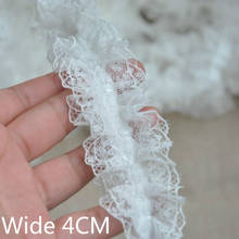 4CM Wide White Black Cotton Pleated Chiffon Lace Folded Farbic Embroidery Ribbon Trim 3D Collar Applique Dress DIY Sewing Crafts 2024 - buy cheap