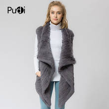 VR024-Chaleco de punto de piel de conejo Real para mujer, abrigo, chaqueta de invierno, cálido, de piel auténtica, talla grande 2024 - compra barato