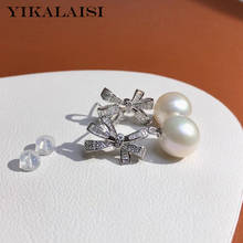YIKALAISI-pendientes de plata de ley 925 para mujer, joyería redonda de perlas naturales de agua dulce, 9-10mm, 2020, venta al por mayor 2024 - compra barato
