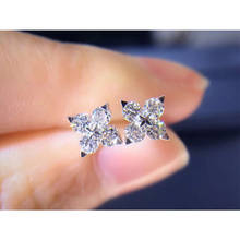 2022 New Silver Color Cubic Zirconia Stud Earrings for Women Flower Crystal Clover Stud Earrings Fashion Jewelry 2024 - buy cheap