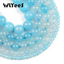 WLYeeS Natural lago azul ágata contas redondas grânulos soltos para fazer jóias diy pulseira encantos colar acessórios 15 4 4/6/8/10/12mm 2024 - compre barato