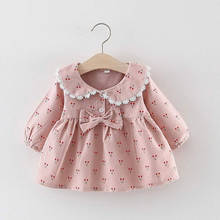 Melario vestido de bebê feminino, vestido para recém-nascidos estampado de cereja infantil de outono 2021, vestidos de princesa com laço 2024 - compre barato