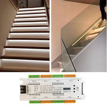 Fita de lâmpada de 12v dc para escada, sensor de movimento diy, 32 canais, ajuste da luz sob o armário, fita endereçável para escada 2024 - compre barato