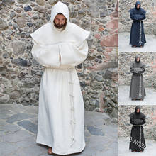 Trajes do dia das bruxas dos homens medieval monge traje men vintage renascentista monge cosplay manto manto frade sacerdote traje 2024 - compre barato