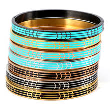 ZALMAN Brand Black Blue Resin Geometric Bracelets Bangles for Women Men Enamel Bangle Stainless Steel Gold Bangles Customization 2024 - buy cheap
