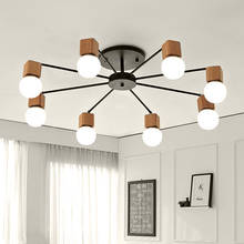 Korean creative personality solid wood ceiling lamp simple modern Japanese style wood living room dining room bedroom lamp 2024 - buy cheap