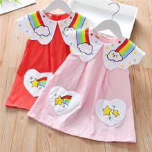 Vestido de arco-íris estampado para meninas 1-7 anos, novo, quente, verão, 2020 2024 - compre barato