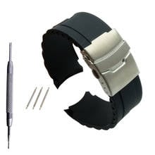 16mm 18mm 20mm 22mm 24mm 26MMSilicone Rubber Diver Silicone Arc Watch Strap With Folding Stainless Steel Clasp Buckle 2024 - buy cheap