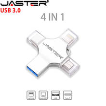 Флэш-накопитель JASTER Usb Type c Otg 3,0 для Iphone ipad Android 16 ГБ 32 ГБ 64 ГБ 128 ГБ 8 ГБ флэш-накопитель 4 в 1 с логотипом на заказ 2024 - купить недорого