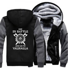 Odin vikings casaco com capuz masculino, casaco de inverno 2020 de lã preto e cinza para batalha e go para valhalla 2024 - compre barato