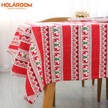 Joyous Tablecloth Christmas Table Cloth Cotton Linen Dining Table Cover Wine Red Stripes Background Cloth Mantel Mesa Nappe 2024 - buy cheap