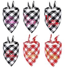 Valentine's Day Plaid Dog Bandana Christmas Valentine's Day Classic Plaid Heart Cotton Bandana Scarf Accessories for Dogs Pets 2024 - buy cheap