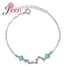 Pulseira esterlina para mulheres e meninas, mini pulseira delicada com zircônia cz, cristal, joia com corrente ajustável, 925 2024 - compre barato