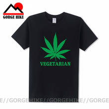 GorgeHike Vegan Vegetarian Weed Gift T Shirt For Men Animal Lover Statement T-Shirt Green Hemp Leaves Short Sleeves Funny Tshirt 2024 - buy cheap