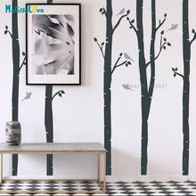Birch Trees Decal With Birds Living Room Decor Birch Sticker Removable Vinyl Wall Stickers BB069 2024 - buy cheap