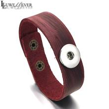 Luwellever Retro Interchangeable 040 Genuine Leather Bangle Fit 18mm Snap Button Bracelet Charm Jewelry For Women Men Gift 23cm 2024 - buy cheap