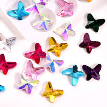 20 piezas de Cristal AB blanco con forma de mariposa, 10x12mm, Cristal AB blanco, cristal de imitación, 3D, para decoración de uñas, Pegamento de purpurina, H0630 2024 - compra barato
