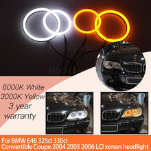 1 Set White+yellow Cotton Light Angel Eyes Halo Ring Kits for BMW E46 325ci 330ci Convertible Coupe 2004-06 LCI Xenon Headlight 2024 - buy cheap