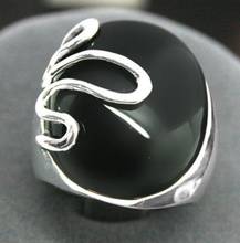 Frete grátis anel de prata esterlina 925 jade onxy preto natural raro 17*21mm tamanho 8/9/10 2024 - compre barato
