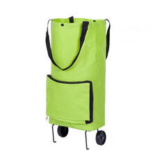 Environmental Convenient Foldable Storage Multifunction Green Shopping Bag Cart Tug Trolley Case With Wheels Storage Basket 2024 - buy cheap