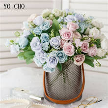 YO CHO Artificial Silk Flower Fake Rose DIY Bridesmaid Flower Mini Bouquet Champagne Home Party Decor Wedding Planner Supplies 2024 - buy cheap