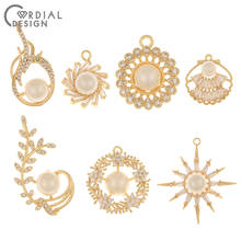 Cordial design 10 peças de acessórios de joias/amuletos cz/feito à mão/imitação de pérola/brincos diy/chapeamento de ouro genuíno/pingente 2024 - compre barato