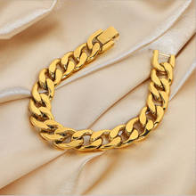 Amaiyllis 18k золото 12 мм Женский браслет-цепочка панцирного плетения кубинской цепочка браслет для женщин в стиле «хип-хоп», имиджевый бренд, наручные, ювелирное изделие, подарок 2024 - купить недорого