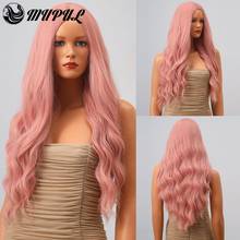Peluca de cabello sintético para mujer, pelo de fibra de color rosa largo, ondulado, natural, resistente al calor, para uso diario, fiesta, Cosplay 2024 - compra barato