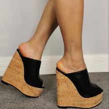 Dipsloot-sandalias de cuña con plataforma para mujer, zapatos femeninos de tacón alto, cómodos e informales, en color negro, a la moda 2024 - compra barato