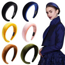 Wid Padded Hair Bands For Women Headdress Solid Color Velvet Headband Bezel Girls Hairband Hair Hoop Female Hair Accessories 2024 - buy cheap