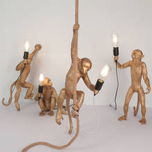 Seletti Смола лампа в форме обезьяны винтажный светодиодный подвесной светильник s пеньковая веревка подвесной светильник бар столовая светильник светильники Лофт промышленный Декор 2024 - купить недорого