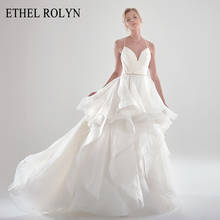 ETHEL ROLYN A-Line Wedding Dress 2022 Elegant Satin Backless Beaded Spaghetti Straps Ruffles Organza Bride Gown Vestido De Noiva 2024 - buy cheap