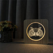 Búho Anlimal3D LED acrílico de madera lámpara de mesa para de noche luz interruptor de Control de lámpara tallada para habitación de niños decorar Dropship 2024 - compra barato