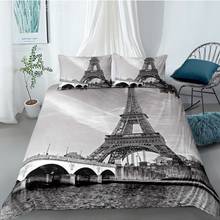 Juego de ropa de cama de estilo Retro, ropa de cama con estampado de la torre de París, funda nórdica con paisaje 3D, 2 o 3 unidades 2024 - compra barato