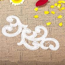 Flower Lace Appliques White And Black 100% Polyester Embroidered Sewing Trims Costume Accessories 17*9cm 2024 - buy cheap