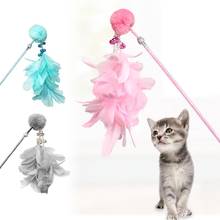 Teaser Fluffy Ball Bell Feather Wand Stick Pet Kitten Play Interactive Toy 2024 - buy cheap