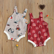 2021 0-18M Cute Infant Baby Girl Boy Jumpsuit Cartoon Rainbow/Cars Square Collar Sleeveless Romper Soft Cotton Summer Outfit 2024 - buy cheap