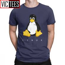 Linux t camisa masculina 100 por cento algodão lazer camiseta tripulação pescoço roupas nova chegada camisas hombre oversized 2024 - compre barato