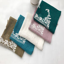 Bufanda bordada Floral primavera otoño bufanda larga de lino algodón bufandas mujeres borla bufanda chal 2024 - compra barato