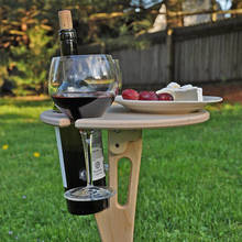 Портативный уличный винный стол, деревянный стол для пикника, уличная садовая мебель, винный стол со складной полкой для вина, для сада и улицы 2024 - купить недорого