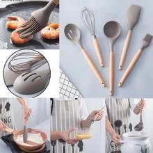 Wooden handle Silicone Kitchen Utensil Nonstick Utensils Cooking Tool Spoon Soup Ladle Turner Spatula Cookware Baking Gadget 2024 - buy cheap