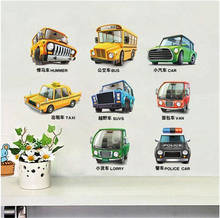 Cartoon Car Bus Taxi Wall Decor Decals For Boys Bedroom Kids Room Car Poster Mural Wall Stickers 2024 - buy cheap